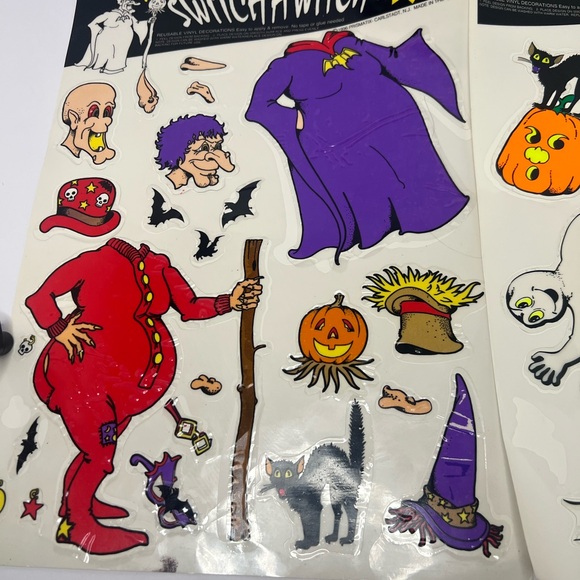 VTG 1996 Prismatix Halloween Vinyl Window  Clings Owl Bat Scarecrow Pumpkin Cats - Picture 4 of 11